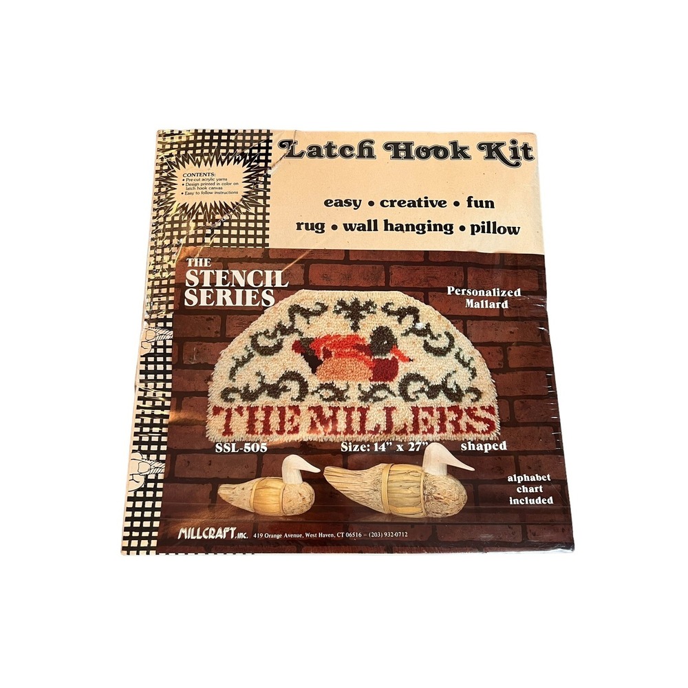 Mallard Duck Personalized Latch Hook Kit #SSL-505 - Ready to Hook 14" x  27" Vtg